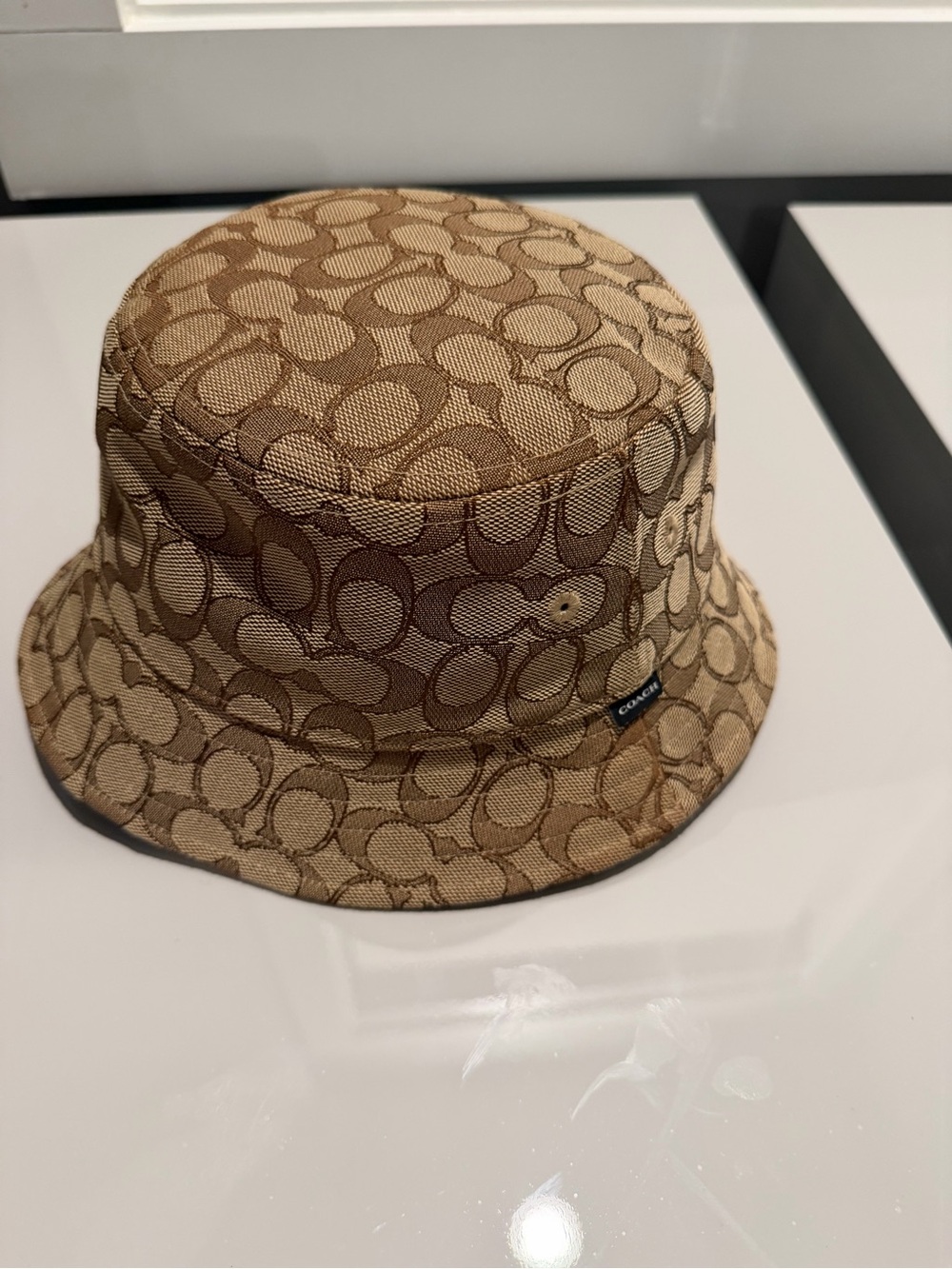 Coach Monogram Bucket Hat in Khaki and Tan